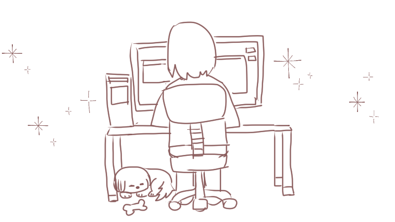 自宅で一人、PCに向かって仕事を進めている人物。